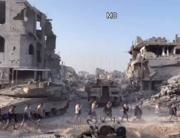 Screenshot of a video shared on social media following the Israeli raid on Kamal Adwan Hospital showing doctors and patients forced to leave the hospital on foot at gunpoint.
